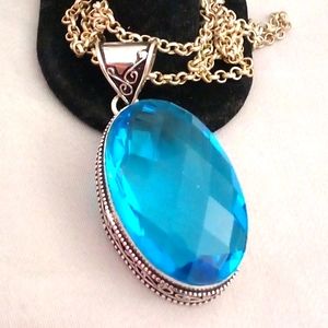 Huge artesian 95ct lab created topaz cocktail pendant 💎